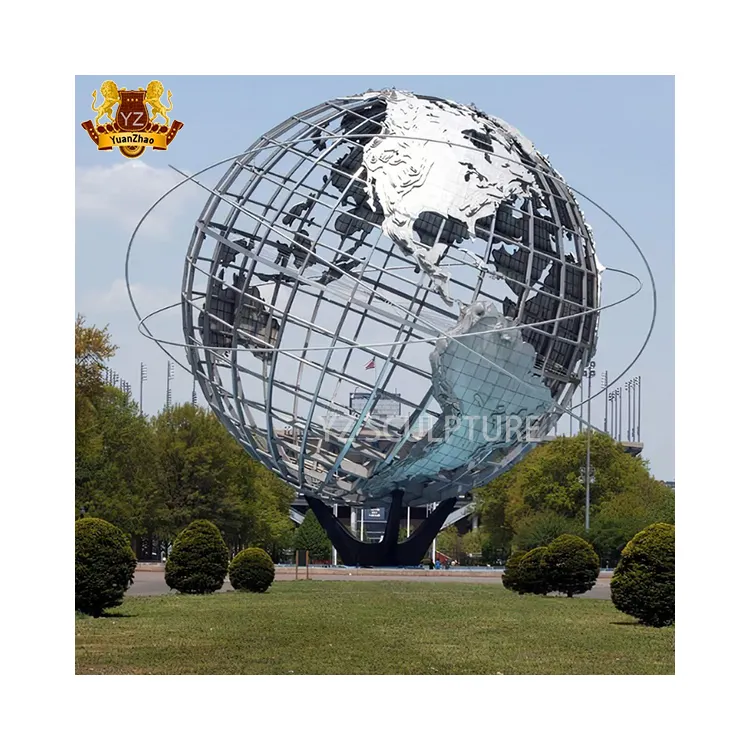 Outdoor Garden Decoration Metal Stainless Steel Earth World Globe Sculpture Statue For Sale