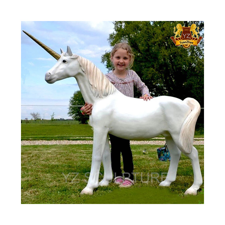 Wholesale Outdoor Garden Decor Life Size Animal Sculpture Hand Carved Fiberglass Resin Standing Unicorn Statue Prices