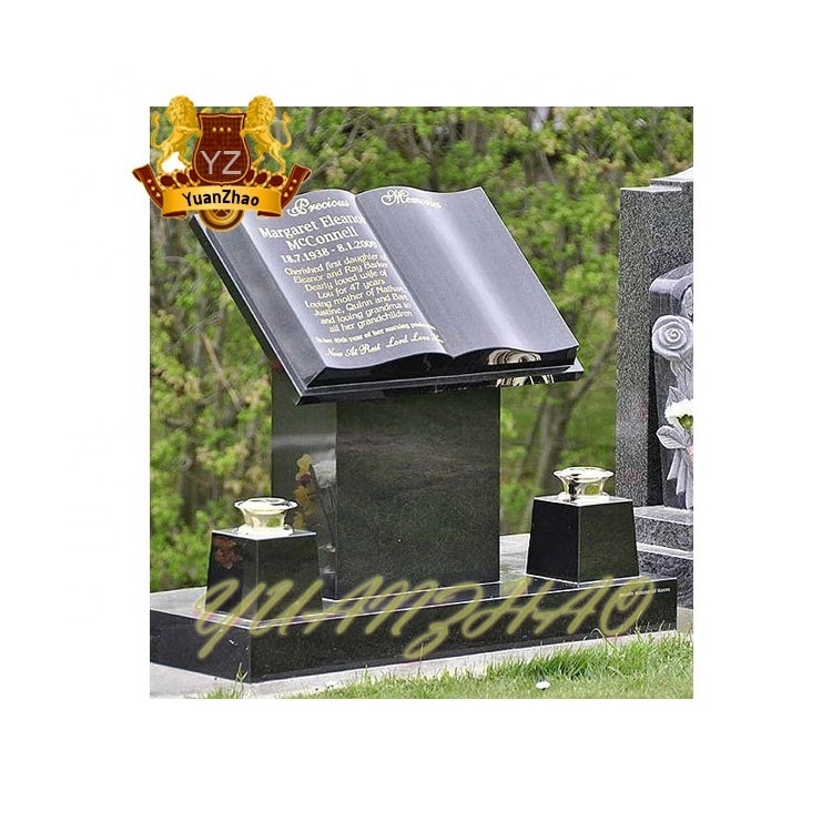 Wholesale Natural Stone Black Granite Grave Tombstone Slab Marble tree Shaped Tombstone For Sale