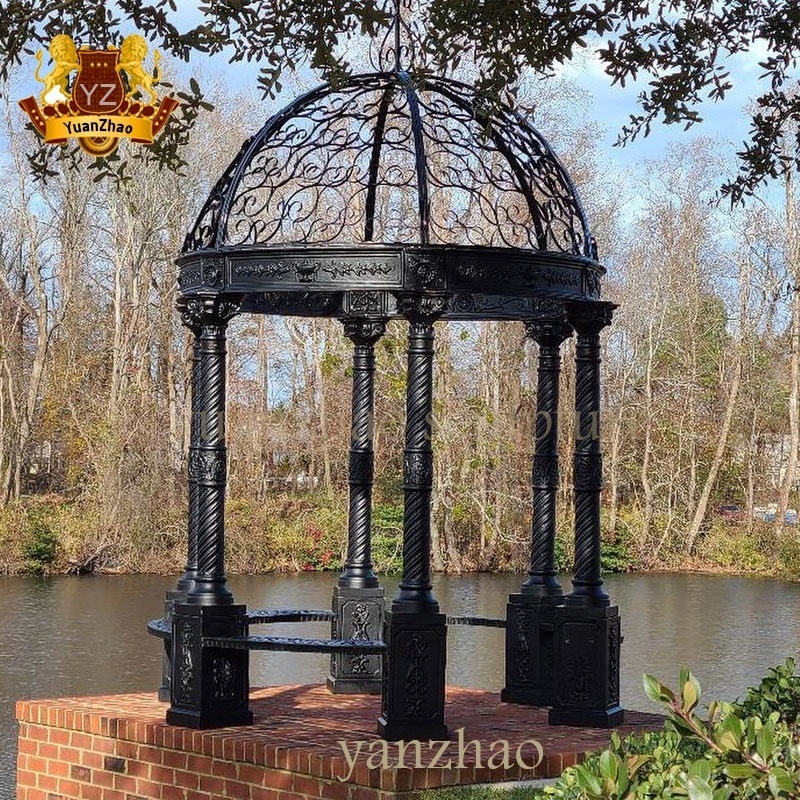 wholesale Modern Outdoor Metal Furniturel Antique Wrought Cast Iron Gazebos Garden Cast Iron Round Gazebo for sale