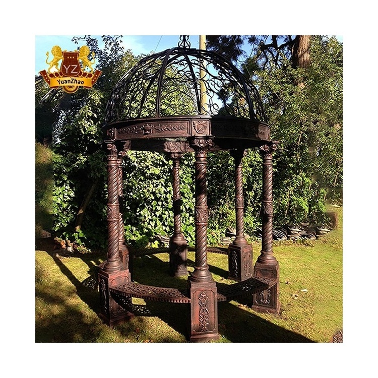 wholesale Modern Outdoor Metal Furniturel Antique Wrought Cast Iron Gazebos Garden Cast Iron Round Gazebo for sale