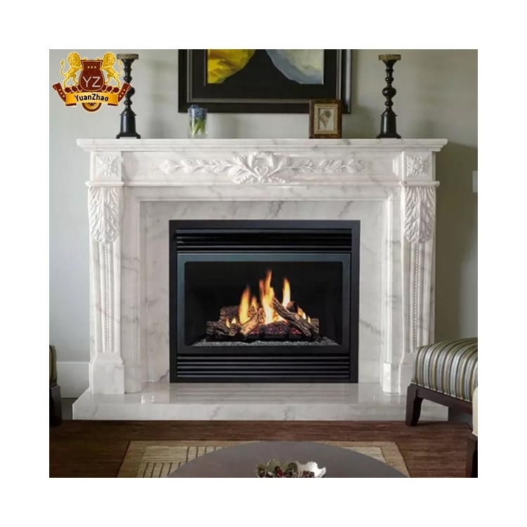 Modern Indoor Stone Fireplace Surround Jane European Style Marble Fireplaces White Marble Fireplace Mantel For Sale