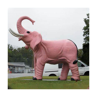 Garden decoration large fiberglass animal figurines hand carved pink resin elephant statues sculpture