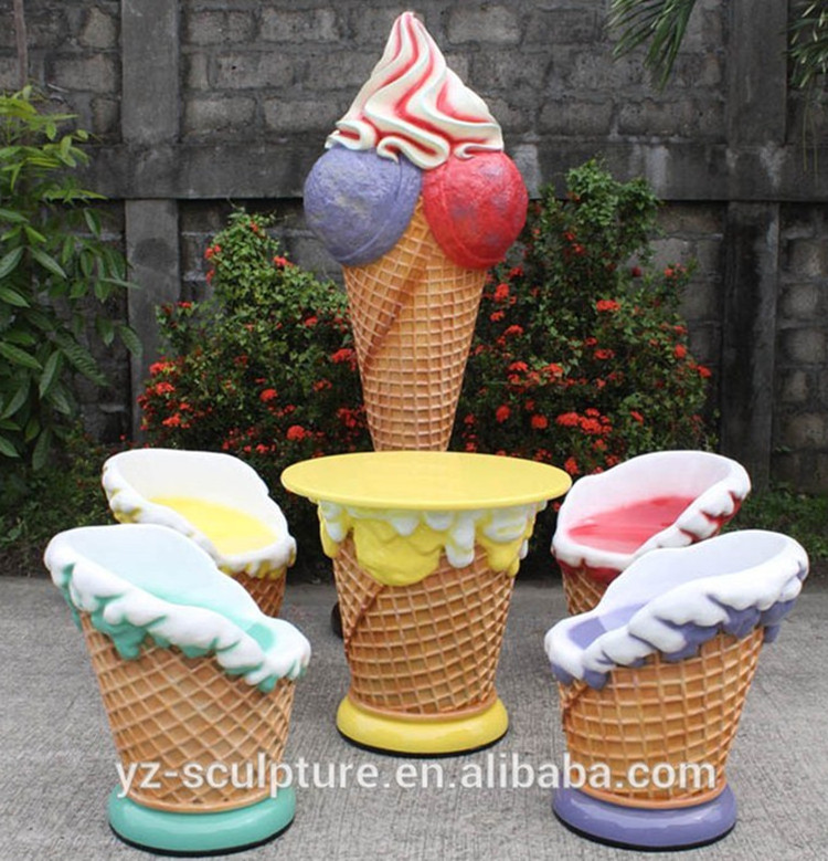 Wholesale Home Garden Decor Large Resin Ice Cream Sculpture Fiberglass Giant Ice Cream Chair For Sale