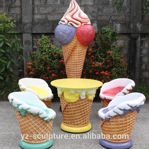 Wholesale Home Garden Decor Large Resin Ice Cream Sculpture Fiberglass Giant Ice Cream Chair For Sale