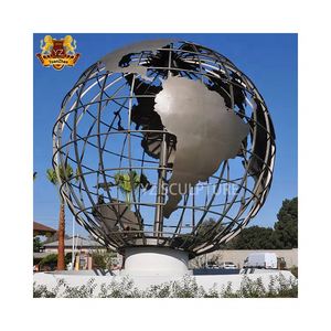 Outdoor Garden Decoration Metal Stainless Steel Earth World Globe Sculpture Statue For Sale