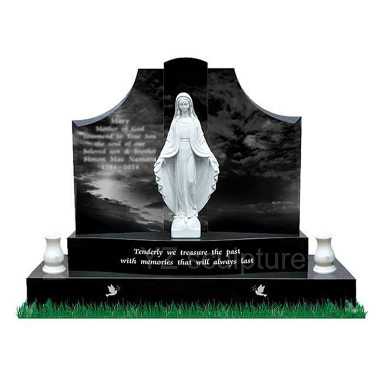 Wholesale Cemetery  Headstones And Monuments Prices Black Marble Granite The Virgin Mary Headstones