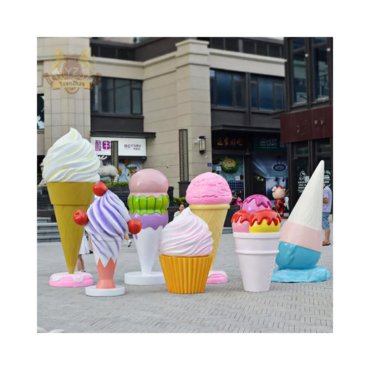 Fiberglass Ice Cream Chairs Ice Cream Furniture Resin Giant Ice Cream Cone For Shop Decoration