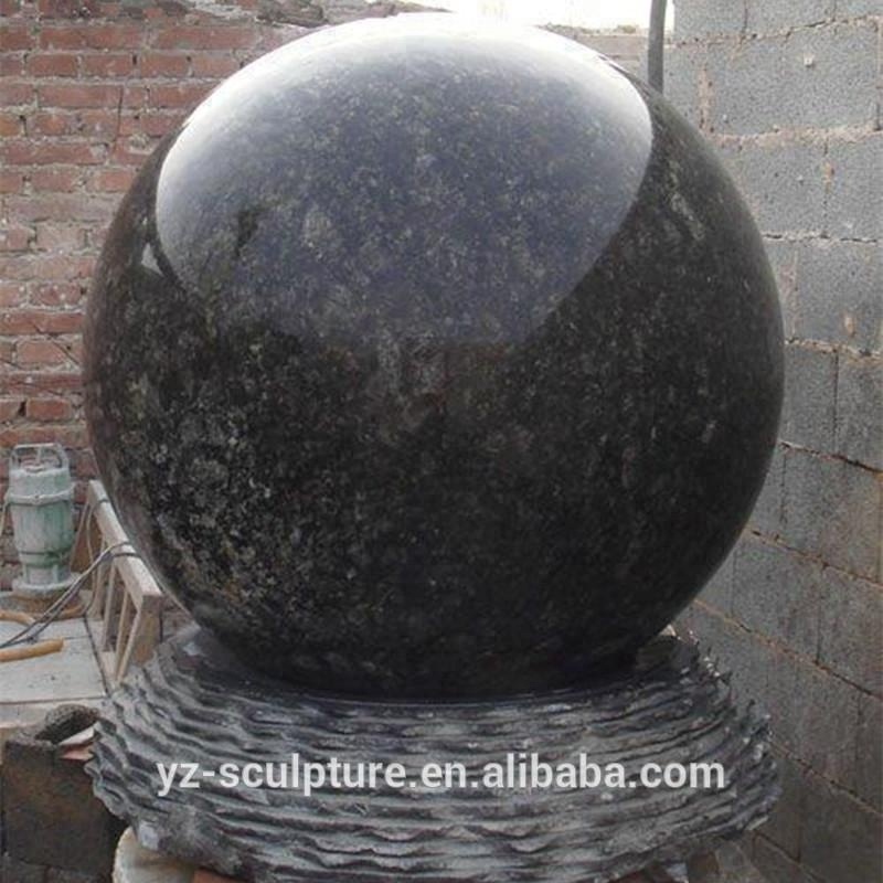 Garden Decoration Natural Black Marble Feng Shui Stone Ball Water Fountain Marble Floating Ball Fountain