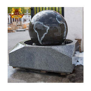 Garden Decoration Natural Black Marble Feng Shui Stone Ball Water Fountain Marble Floating Ball Fountain