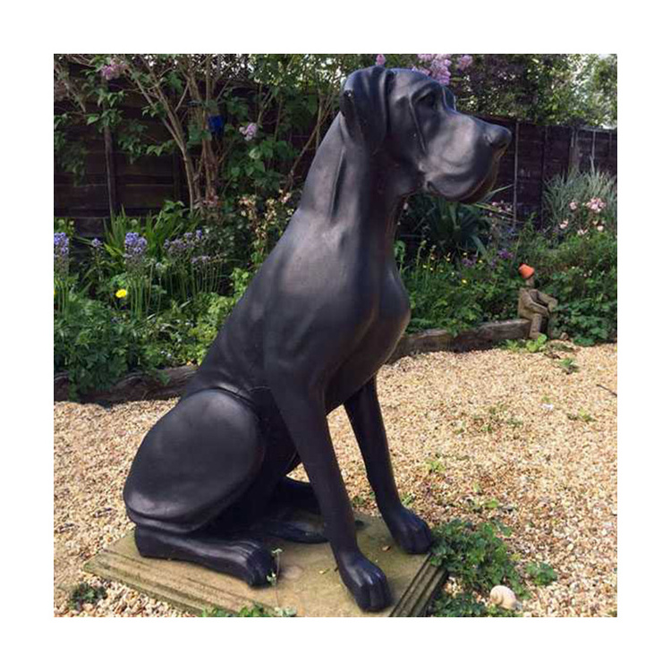 Outdoor garden decoration Antique black bronze greyhound life size dog statue