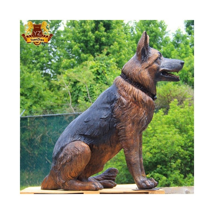 Outdoor Decor Garden Decoration Modern Metal Life Size Animal Dog Statue German Shepherd Bronze Dog Standing Life-Size Statue