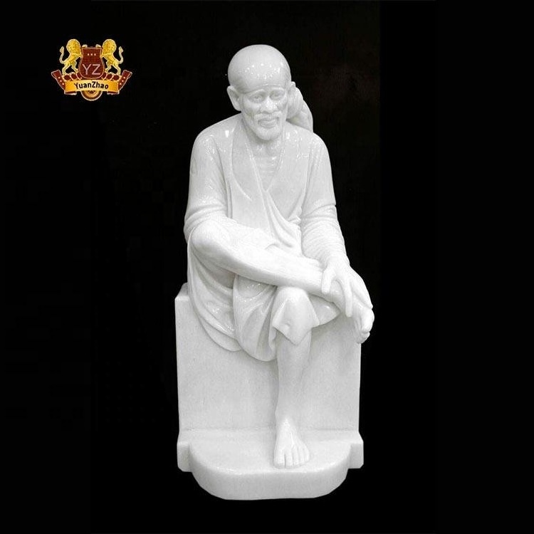 Home Decoration Hindu God Marble Sai Baba Statue Carving Sculpture White Marble Sai Baba Sculpture Statues