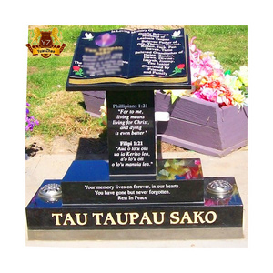 Wholesale Custom Cemetery Black Stone Book Shape headstone Marble Granite Open Bible Headstone Prices