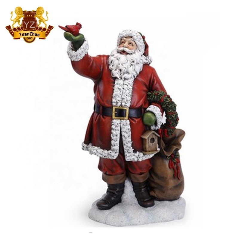 Christmas Decoration Fiberglass Santa Claus Statue Life Size Father Christmas with Gits Sculpture