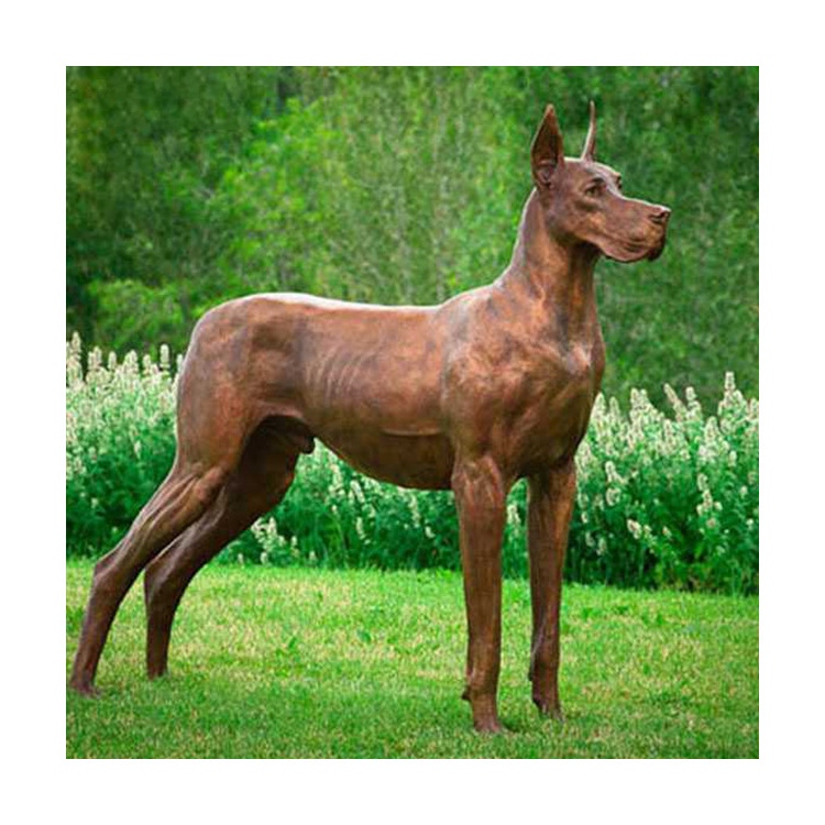 Outdoor garden decoration Antique black bronze greyhound life size dog statue