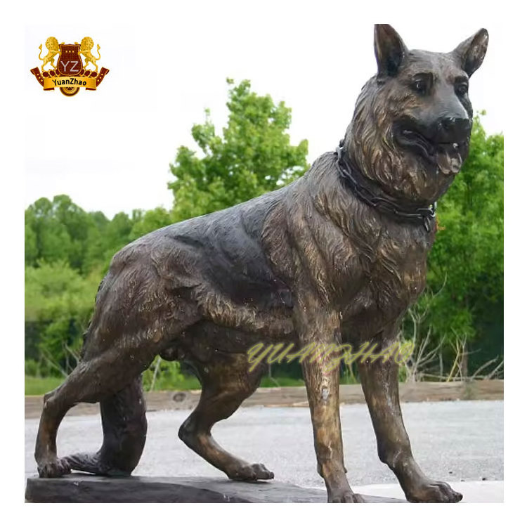 Outdoor Decoration Modern German Shepherds Statue Sitted Life Size Animal Metal Craft Bronze Great Dane Dog Statue