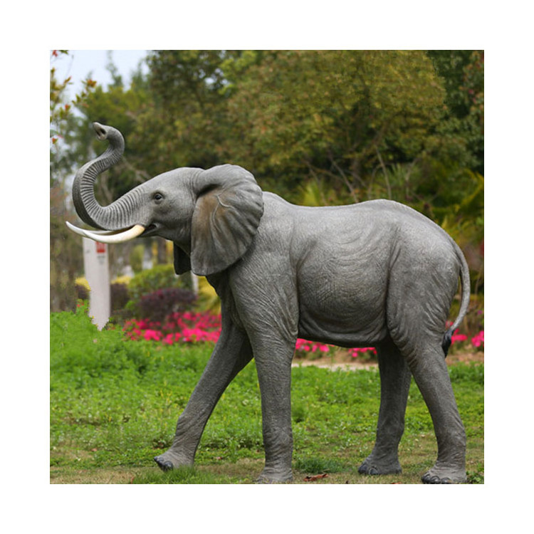 Garden decoration large fiberglass animal figurines hand carved pink resin elephant statues sculpture