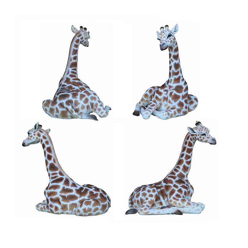 Outdoor theme park decoration  life size Fiberglass giraffe statue for sale