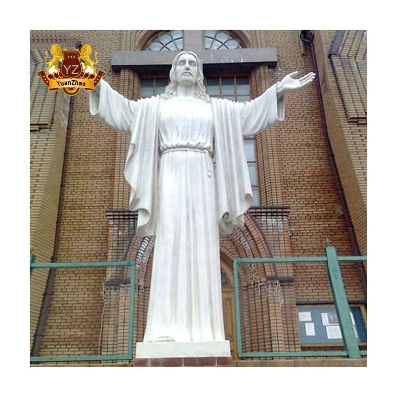 Outdoor Religious Hand Carved Stone Carving White Life Size Marble Catholic Jesus Statue