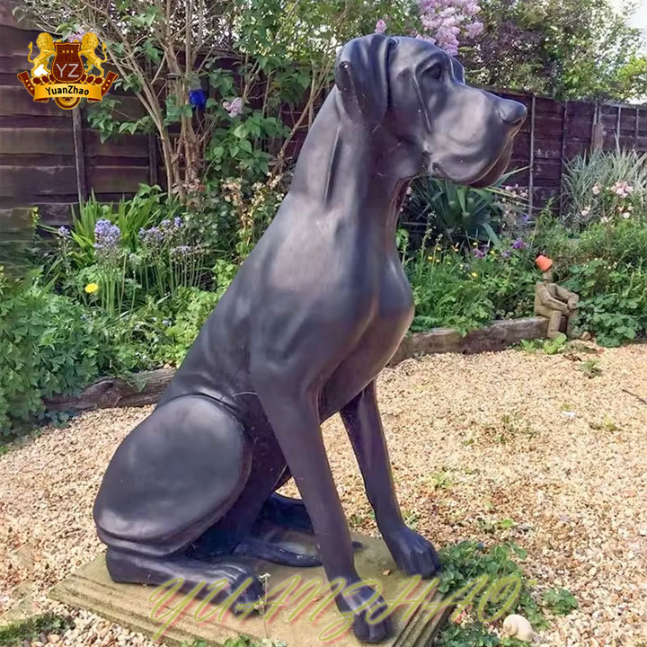 Outdoor Decoration Modern German Shepherds Statue Sitted Life Size Animal Metal Craft Bronze Great Dane Dog Statue