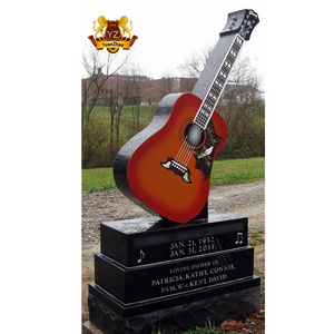 Wholesale Custom Granite Headstone Tomb Stone Headstone Natural Stone Tombstone Black Granite Guitar Headstones Price