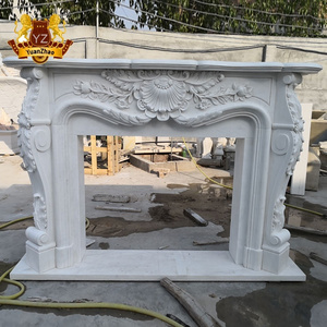 Freestanding marble fireplace hand carving for home decoration