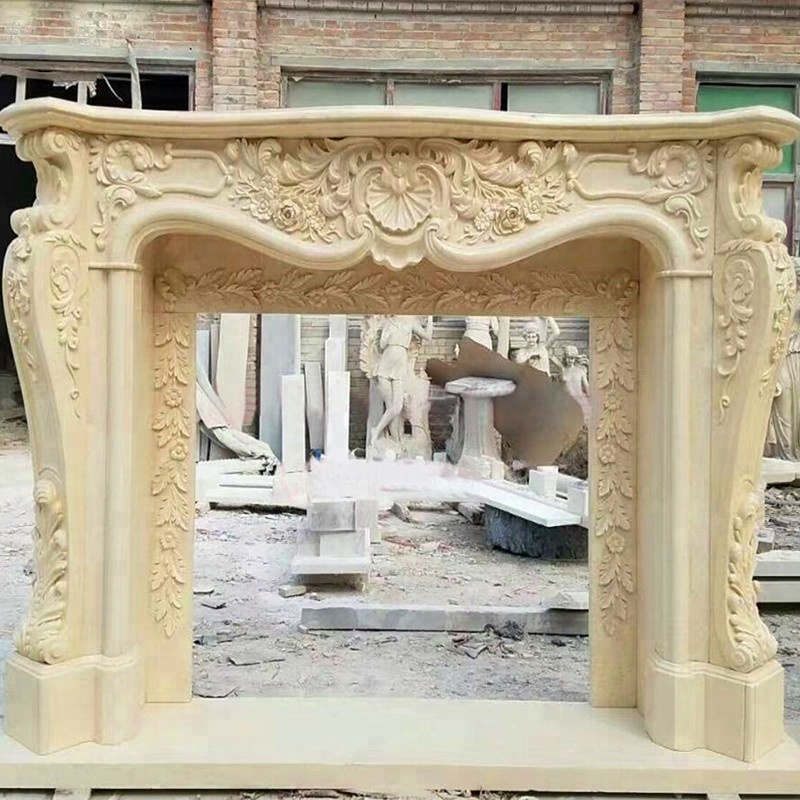 Hot Sale Decorative Modern Big Natural Stone Fireplace Mantle Surround White Marble French Victorian Fireplace Mantel Frame