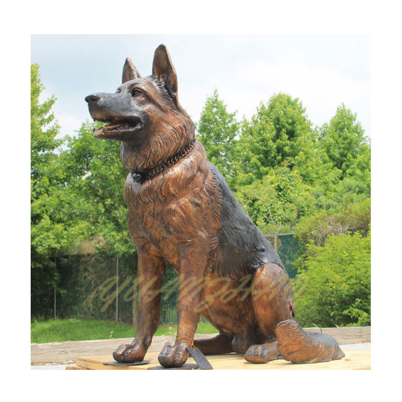 Outdoor Decor Garden Decoration Modern Metal Life Size Animal Dog Statue German Shepherd Bronze Dog Standing Life-Size Statue