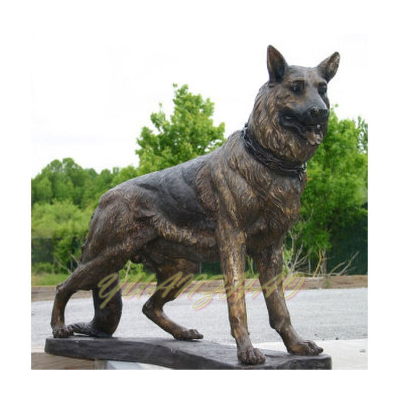 Outdoor Decor Garden Decoration Modern Metal Life Size Animal Dog Statue German Shepherd Bronze Dog Standing Life-Size Statue