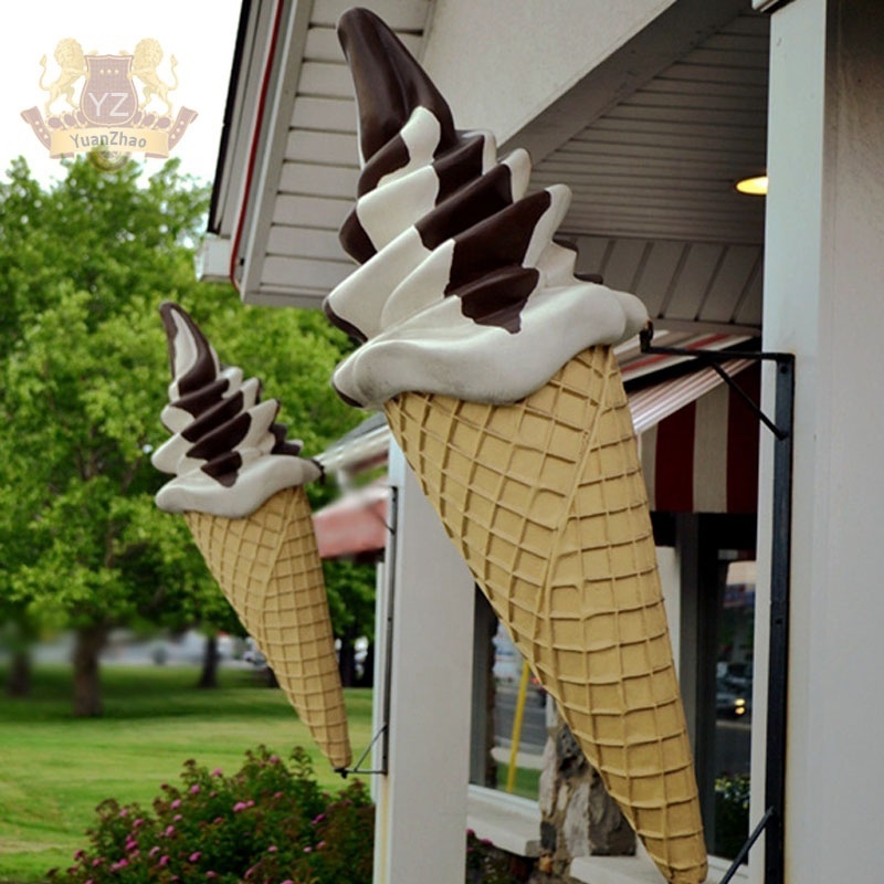 Fiberglass Ice Cream Chairs Ice Cream Furniture Resin Giant Ice Cream Cone For Shop Decoration