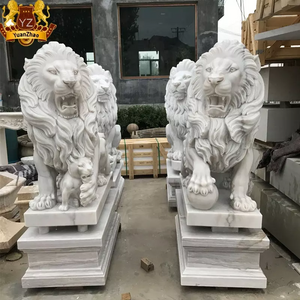 Outdoor Garden Decoration Chinese Lion Stone Carvings And Sculptures Granite Marble Chinese Guardian Lions For Sale