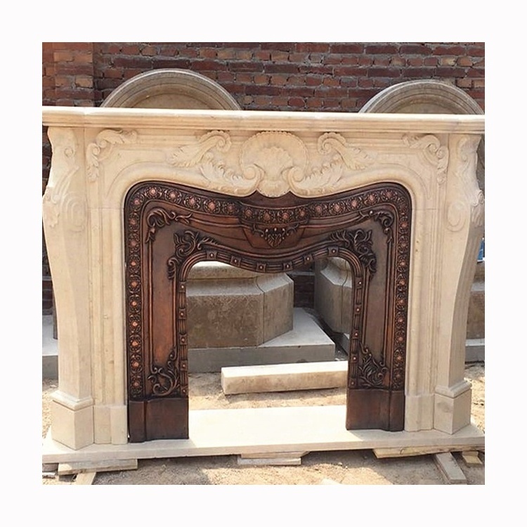 Hot Sale Decorative Modern Big Natural Stone Fireplace Mantle Surround White Marble French Victorian Fireplace Mantel Frame