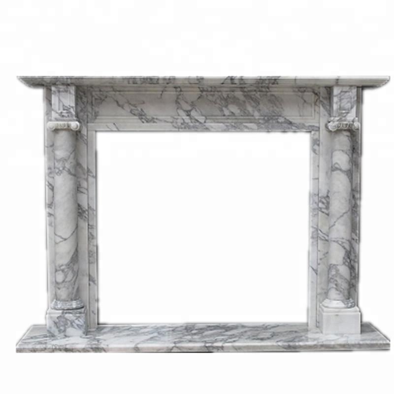 Fireplaces Mantel White Marble Hand Carving Indoor for Indoor Decoration Stone Fireplaces