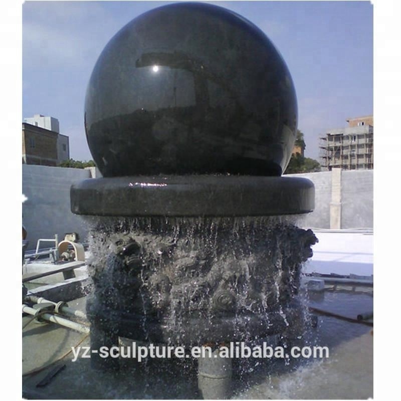 Garden Decoration Natural Black Marble Feng Shui Stone Ball Water Fountain Marble Floating Ball Fountain