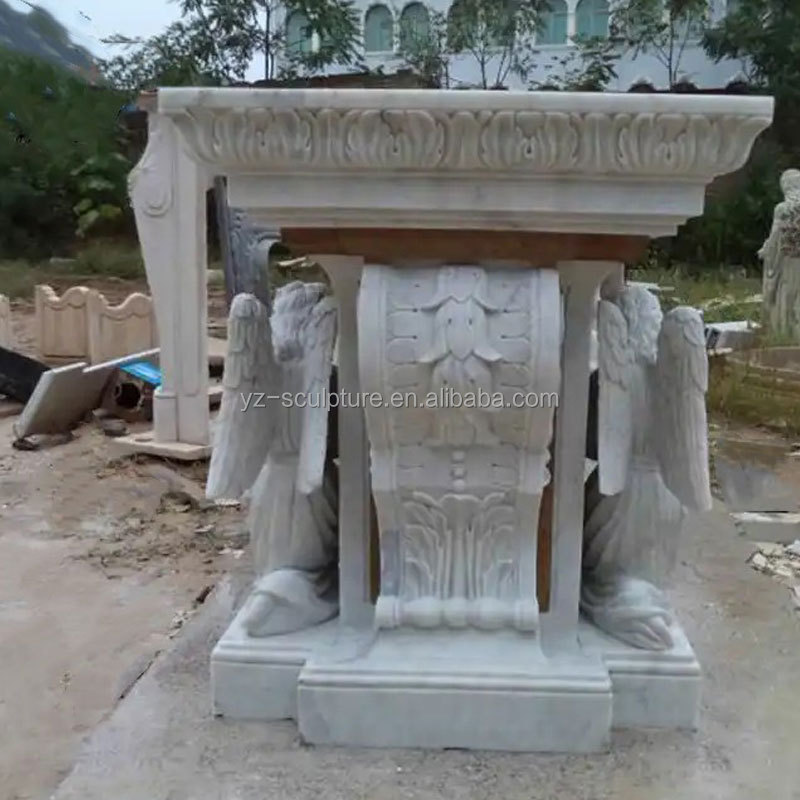 100% Natural Stone Religious Prayer Altar Natural Marble Altar Catholic Altar Table With Pillars