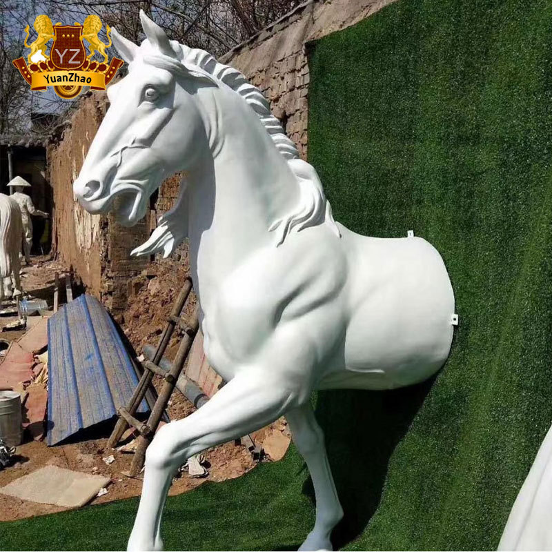 Home Decoration Custom Modern Wall Mount Go Out from Wall Horse Fiberglass Statue  Resin Fiberglass Horse Sculpture