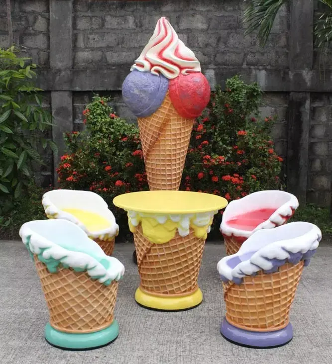 Factory Price Large Fiberglass Ice Cream Ornament Giant Ice Cream Cone Display For Sale