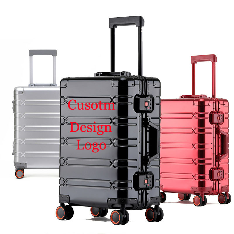 Wholesale Custom Design All Aluminum Suitcase Luggage 20/24/28 Big Size for Family Travel Carry on  20/24/29 Inch Good Quality