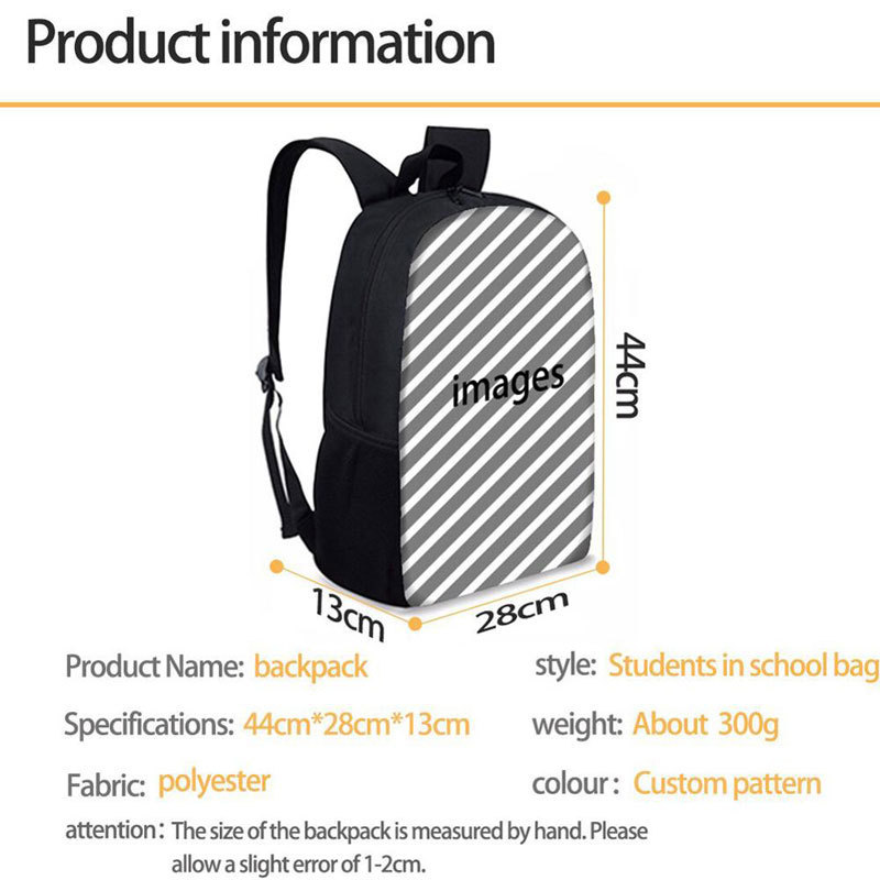 Customized 3pcs/set School Bags Backpack African Black Girl Schoolbag Fashion Kids Book Bag for Children Female Daypack Mochila