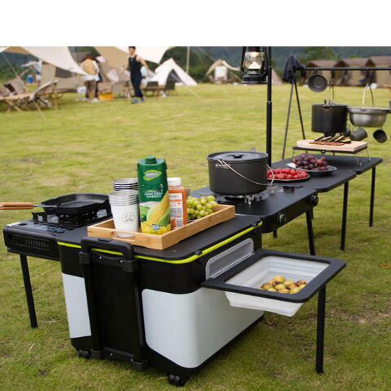 Portable for Camping Kitchen for Outdoor Activities, Travel Picnic  Barbecue Stove Vehicle Equipment Box Cookware Set