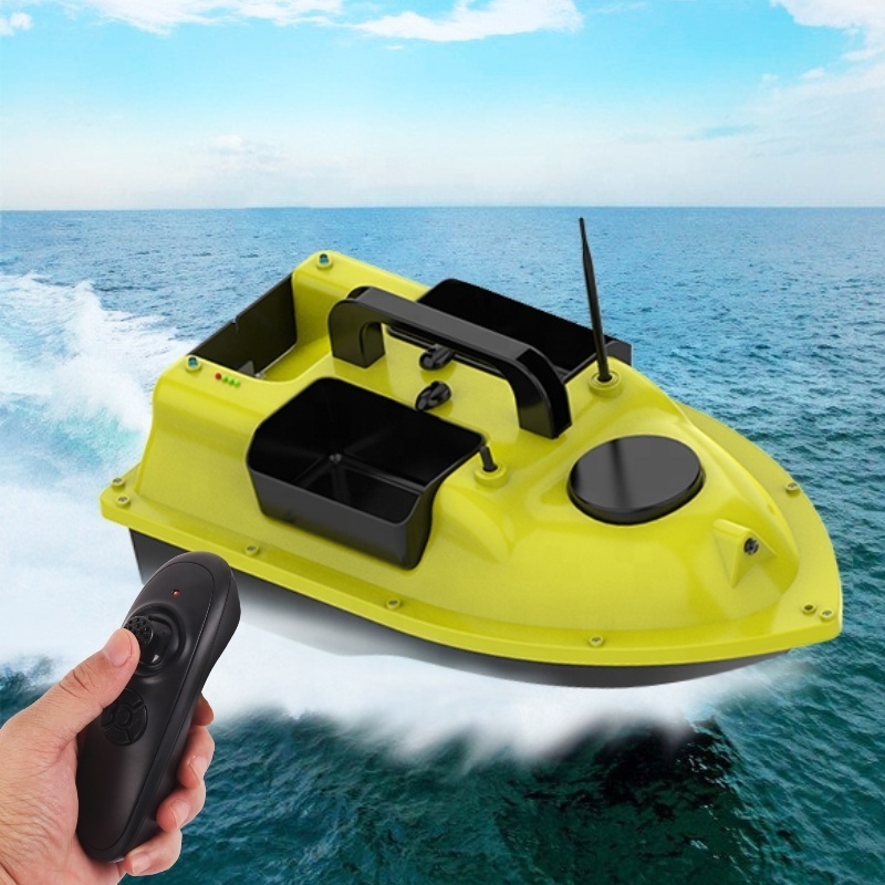 Bright Yellow Two Motors Large Fairing Bait Boat Hull Cruise Control Fishing Bait Boats F22-BB1800