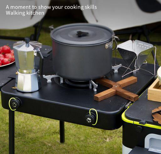 Portable for Camping Kitchen for Outdoor Activities, Travel Picnic  Barbecue Stove Vehicle Equipment Box Cookware Set