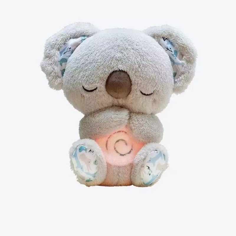 2024New Breathe glowing Snoring sound plush Koala cute baby companion sleeping toy moving Koala plush toy