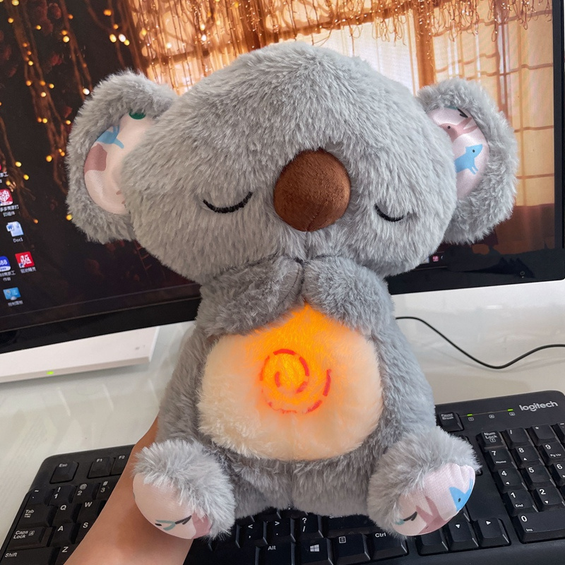 2024New Breathe glowing Snoring sound plush Koala cute baby companion sleeping toy moving Koala plush toy