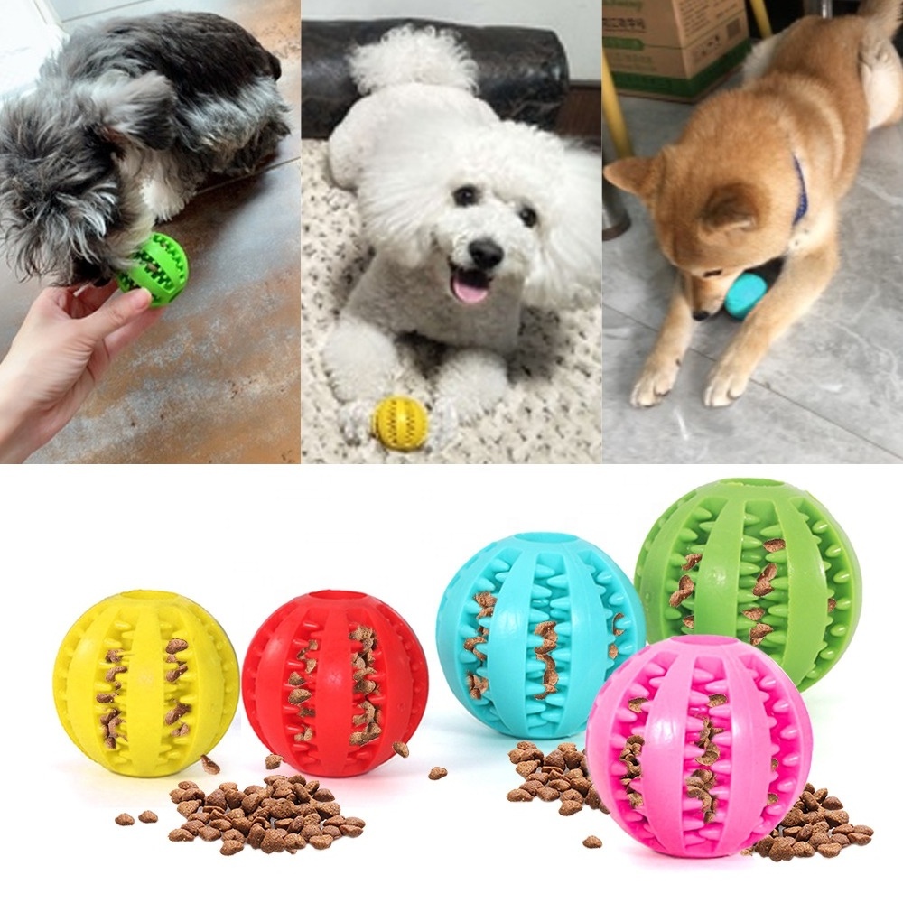 Pet Dog Toy Interactive Durable Soft Rubber Balls for Small Large Dogs Puppy Cat Chew Toys Tooth Cleaning Dog Food Ball