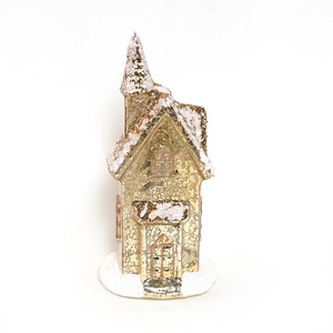 Factory Direct Sell Snow Covered Village House Castle Church Christmas Gifts Home Decoration Glass