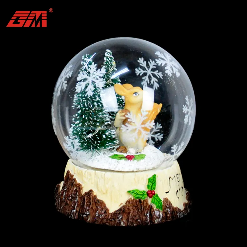 Wedding favors Christmas decoration glass crafts artificial snow globe with battery for sale