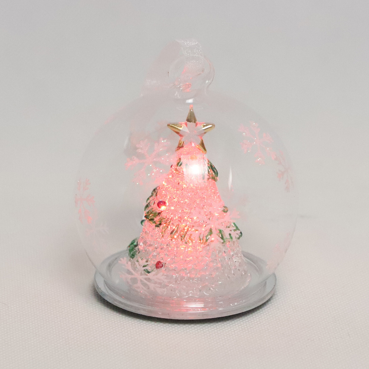 Factory Direct Sale Christmas Hanging Decorative Ornament Lighted Glass Christmas Snow Globe Decorations Ball Ornament