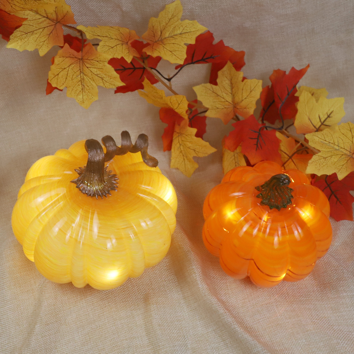 white glass pumpkin halloween light lamp crackle glass pumpkin table accent for fall harvest decoration